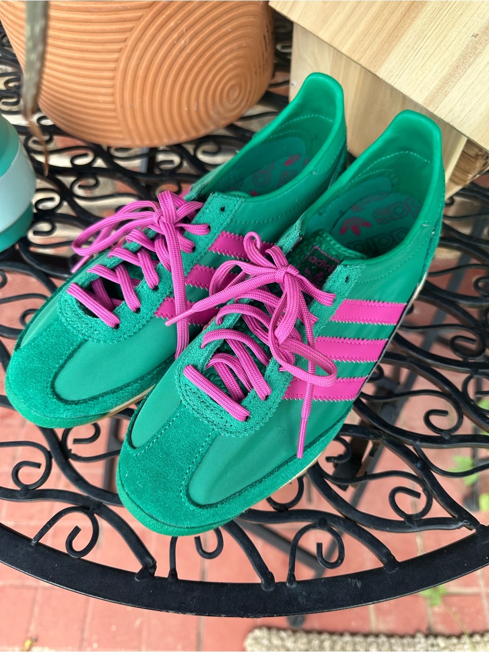 adidas Teal Green & Pink Women's Retro Running Sneakers